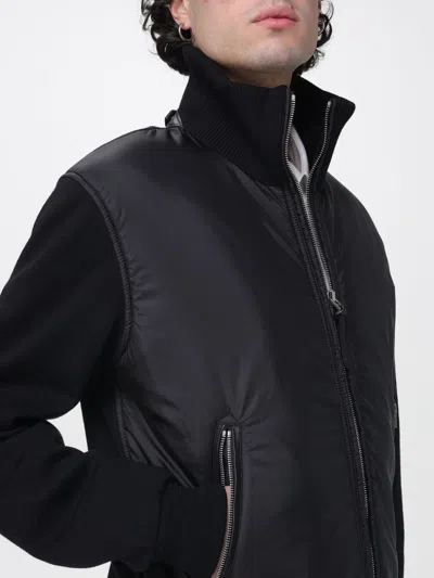 Tom Ford Black Solid Mock Collar Jacket In Black