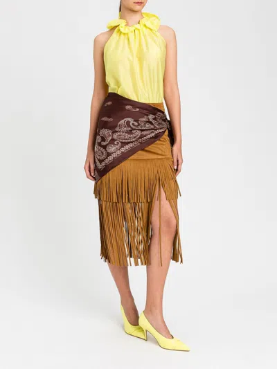 Twinset Ruffled Halter Top In Yellow