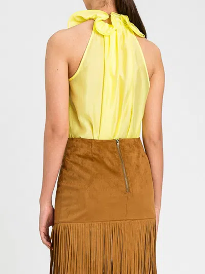 Twinset Ruffled Halter Top In Yellow