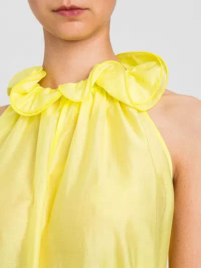 Twinset Ruffled Halter Top In Yellow