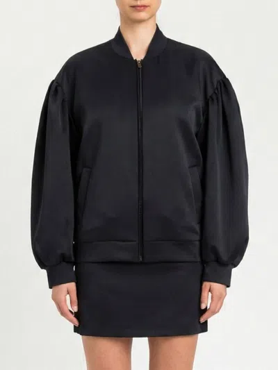 Twinset Gathering Duchesse Bomber Jacket In Black