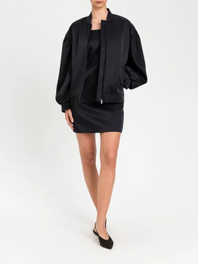 Twinset Gathering Duchesse Bomber Jacket In Black