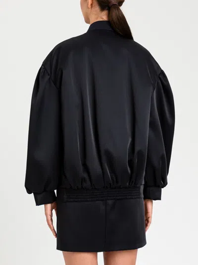 Twinset Gathering Duchesse Bomber Jacket In Black