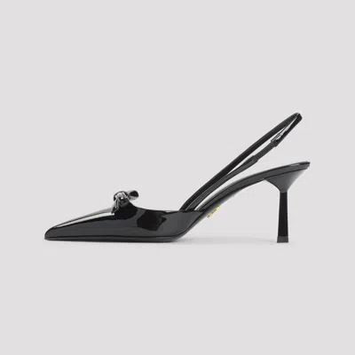 Prada 80 Patent Leather Slingback Pumps In Black