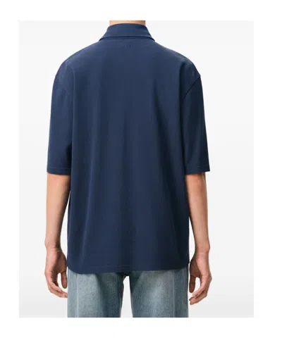 Ami Alexandre Mattiussi Blue Polo Shirt With Adc Patch Logo In Cotton Uomo In Multi