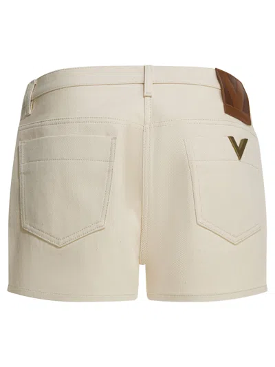 Valentino Garavani Vgold Shorts Bermuda And Short Beige In White