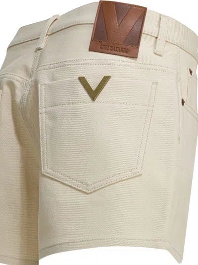 Valentino Garavani Vgold Shorts Bermuda And Short Beige In White