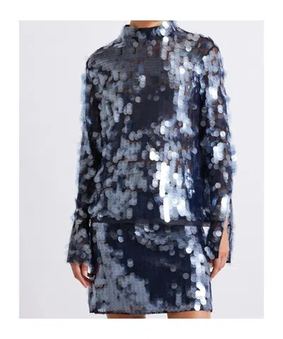 Marella Gallo Sequin Top In Blue