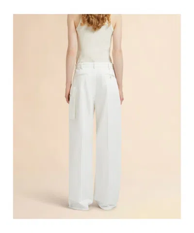 Marni Womens 00w01 Logo-patch Relaxed-fit Cotton Gabardine Cargo Trousers In White