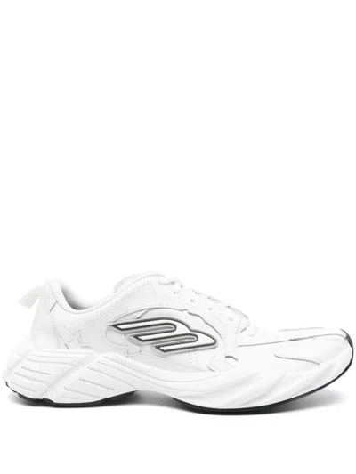 Balenciaga Monday White Low Top Sneakers With Logo Detail And Embossed Size On The Rear In Leather And Fabric M In White