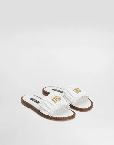 Dolce & Gabbana Logo Leather Sandals In White