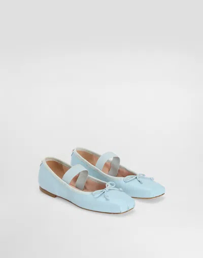 Dolce & Gabbana Bow-detail Ballet Flats In Blue