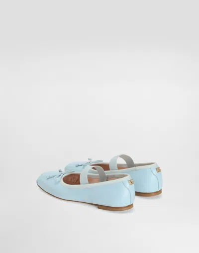 Dolce & Gabbana Bow-detail Ballet Flats In Blue