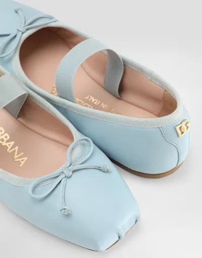 Dolce & Gabbana Bow-detail Ballet Flats In Blue