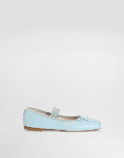 Dolce & Gabbana Bow-detail Ballet Flats In Blue