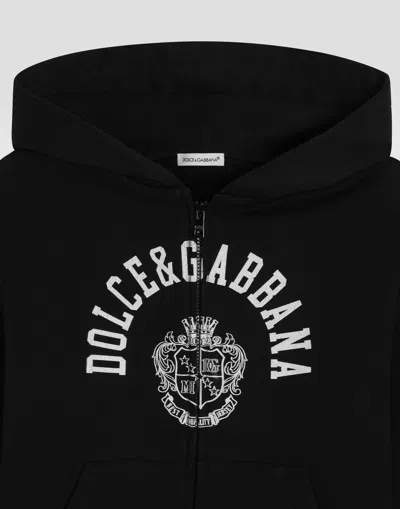 Dolce & Gabbana Hooded Sweatshirt With Print In Black