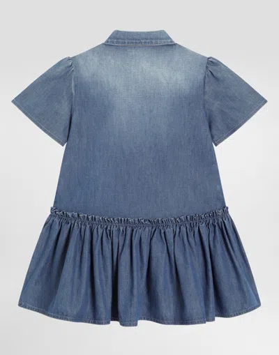 Dolce & Gabbana Ruffled Denim Dress In Blue