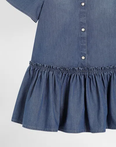 Dolce & Gabbana Ruffled Denim Dress In Blue