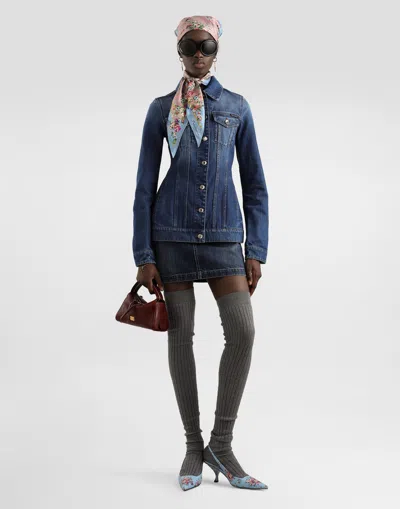 Dolce & Gabbana Denim Single-breasted Jacket In Blue