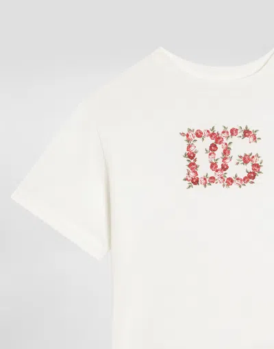 Dolce & Gabbana Floral-logo T-shirt In White