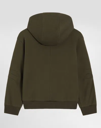 Dolce & Gabbana Hooded Sweatshirt With Logo Tape In Green
