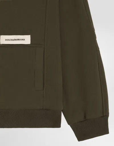 Dolce & Gabbana Hooded Sweatshirt With Logo Tape In Green