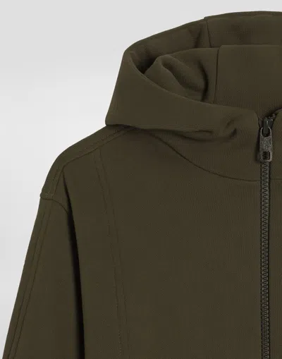 Dolce & Gabbana Hooded Sweatshirt With Logo Tape In Green