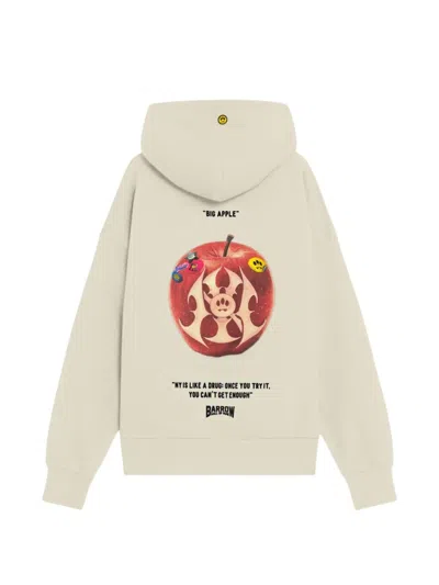 Barrow Printed Drawstring Hoodie In White