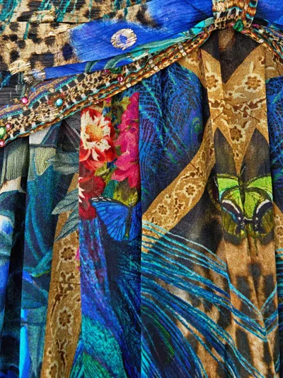 Camilla Bead Strap Gathered Panel Dress In Multi