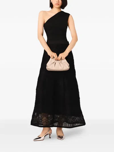 Maje Womens Asymmetric-neck Stretch-woven Bodysuit Black