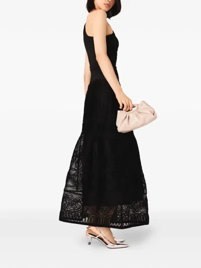 Maje Womens Asymmetric-neck Stretch-woven Bodysuit Black