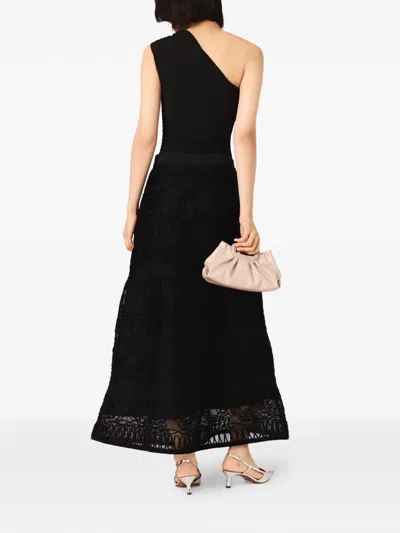 Maje Womens Asymmetric-neck Stretch-woven Bodysuit Black