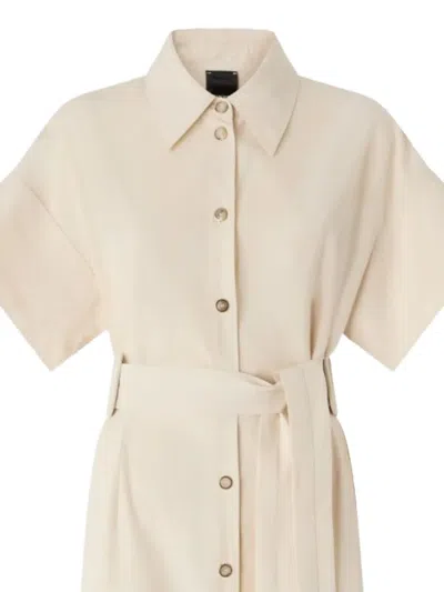 Pinko Button Belted Midi Shirt Dress In Neutral