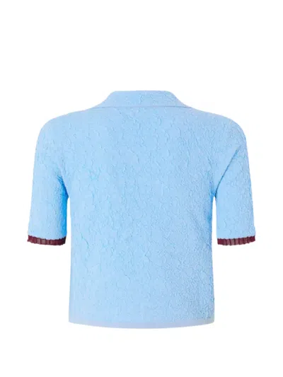 Pinko Short-sleeved Knitted Cardigan In Blue