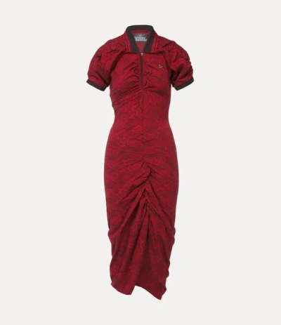 Vivienne Westwood Pulling Dress Jacquard Piquet Graffiti-orbs Xl Women In Brown