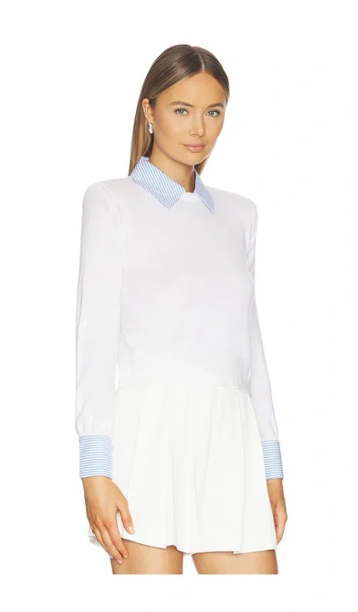 L'agence April Poplin Collar Pullover Top In White