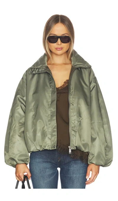Anine Bing Cyrus Shell Bomber Jacket In Green