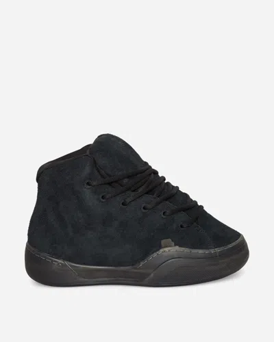 Erl Mid Vamp Black Sneakers With Logo Lettering On The Tongue In Suede Man