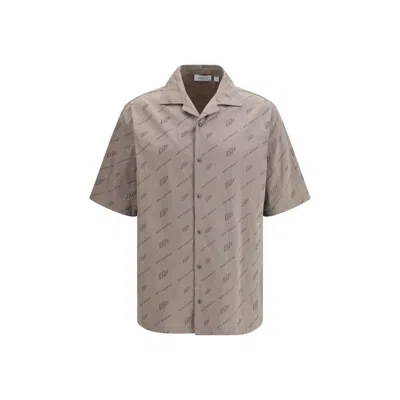 Off-white Monogram-print Short-sleeved Shirt In Brown
