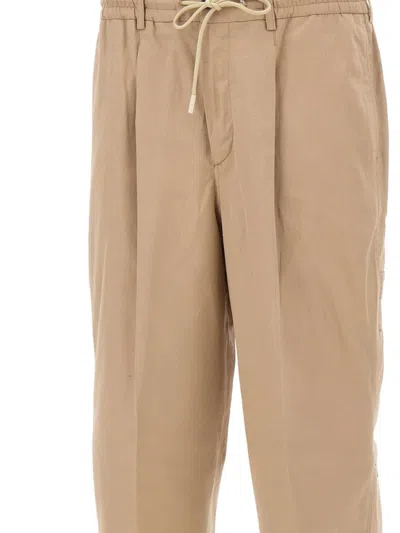 Pt Torino Elasticated Drawstring Trousers In Brown