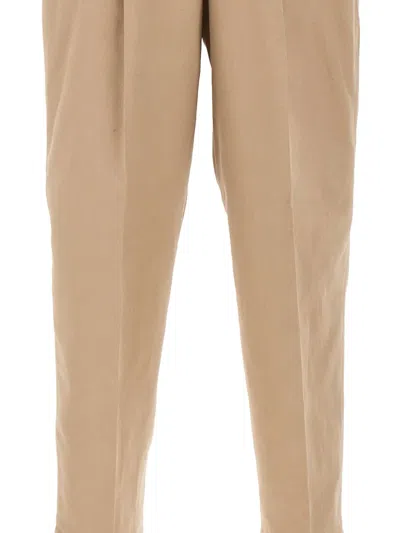 Pt Torino Elasticated Drawstring Trousers In Brown