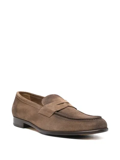 Doucal's Vintage Suede Loafer In Brown