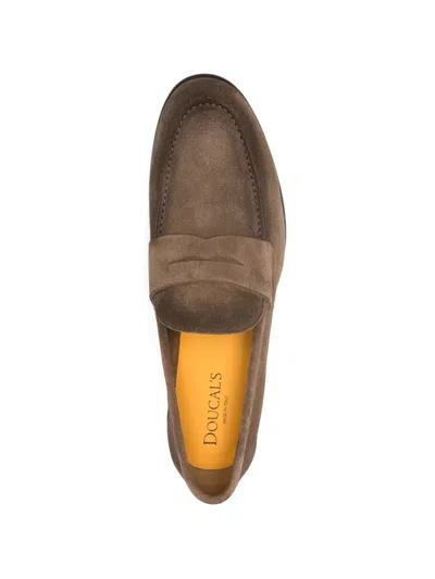 Doucal's Vintage Suede Loafer In Brown