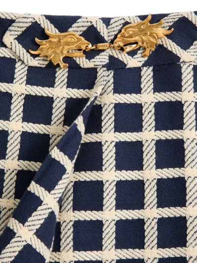 Valentino Wool Skirt With Windowpane Check Pattern In Black