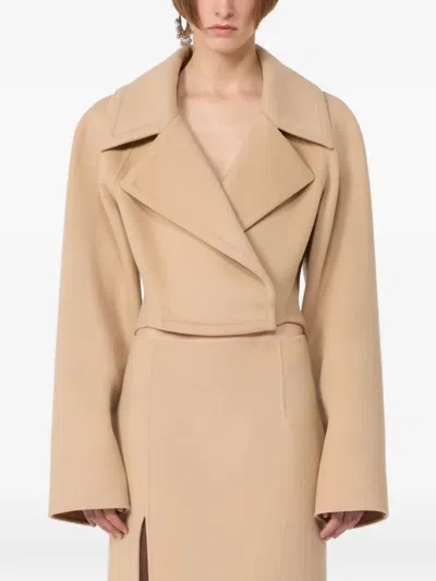 Max Mara Oversized-lapel Cropped Jacket In Neutral