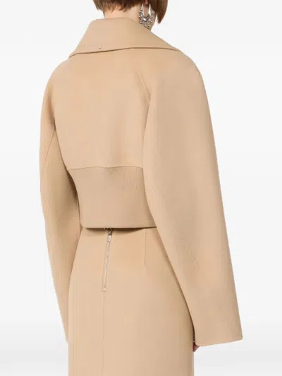 Max Mara Oversized-lapel Cropped Jacket In Neutral