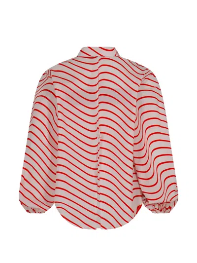 Msgm Patterned Long-sleeved Blouse In Pink