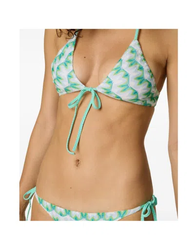 Missoni Triangle Bikini In Viscose With Floral Motif In Green