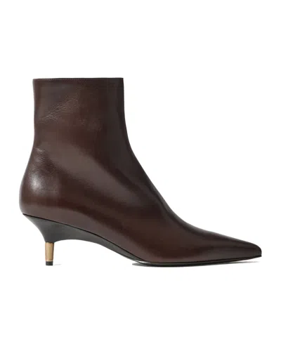 Khaite Bella 55 Leather Ankle Boots In Brown