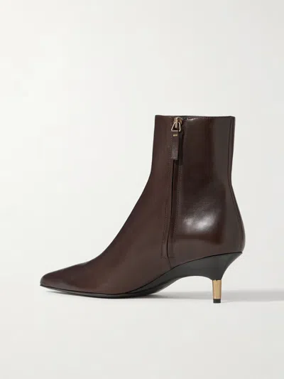 Khaite Bella 55 Leather Ankle Boots In Brown